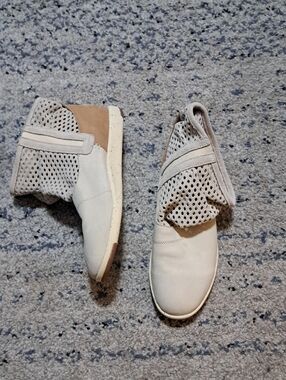 Emu Beige and Tan Perforated Ankle Booties